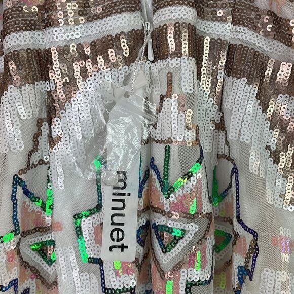 New Multicolor Sequins Dress Key Hole Back Size Small - Picture 5 of 11